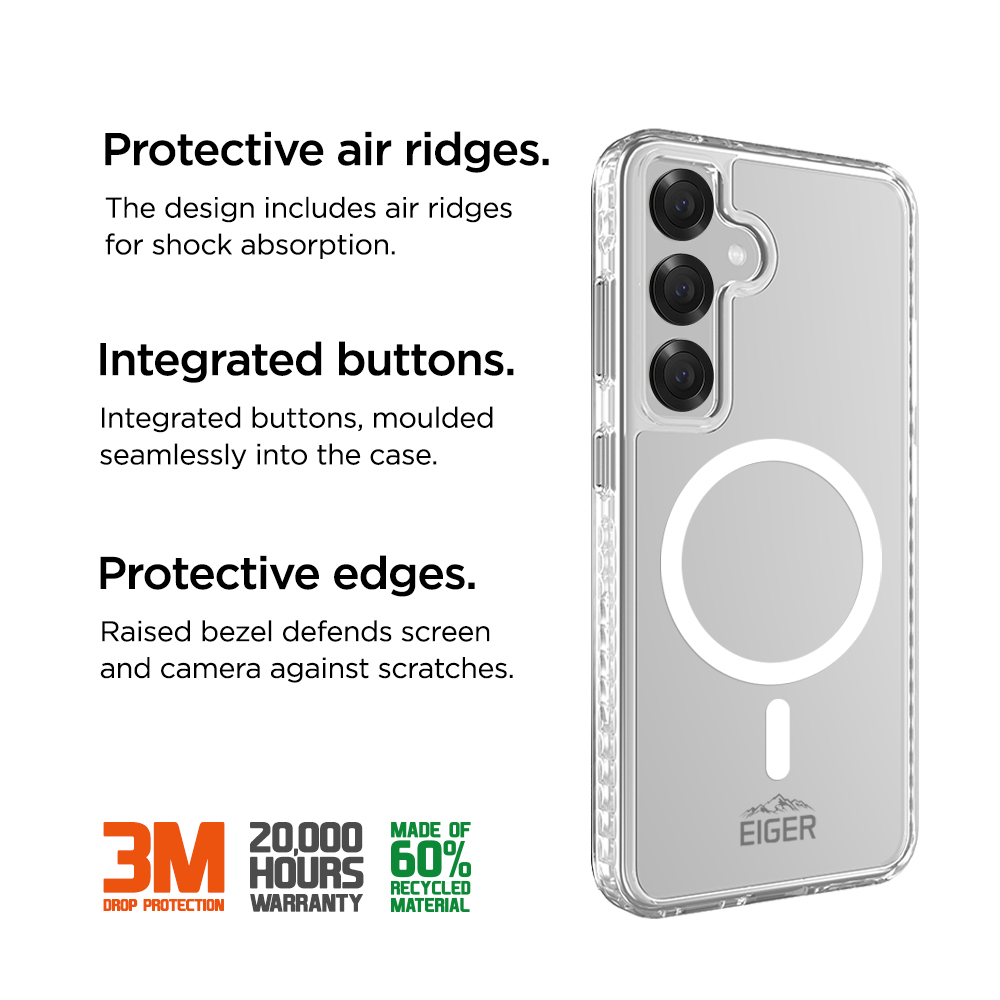 Samsung Galaxy S25 Ice Grip Case Hardcase Schutzhülle MagSafe-Modul (EGCA00713) - Transparent