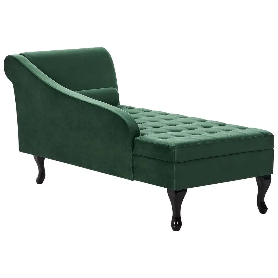 PESSAC - Chaise longue - Donkergroen - Rechterzijde - Fluweel
