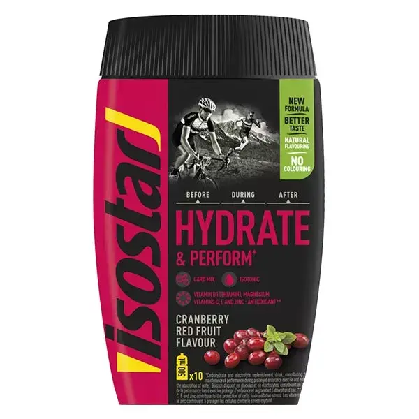 Isostar Hydrate & Perform Bebida Isotônica em Pó Sabor Cranberry e Frutas Vermelhas 400g
