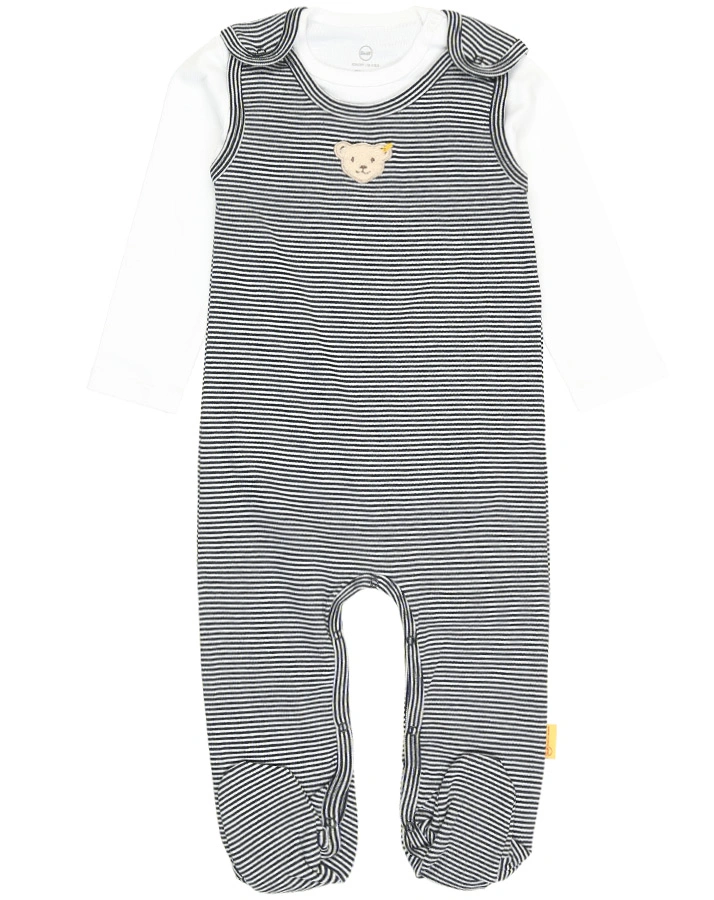 Strampler BASIC mit Langarmshirt in navy/weiß