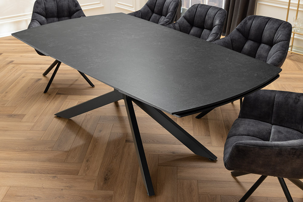 Ausziehbarer Esstisch COSMOS 160-240cm anthrazit Keramik schwarzes Metallgestell