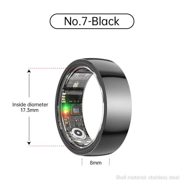 Smart Ring R1000 – Søvnmonitor, Bluetooth 5.0, Blood Oxygen Monitor Sort 7