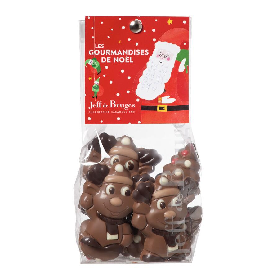 Sachet rennes et sapins de Noël en chocolat