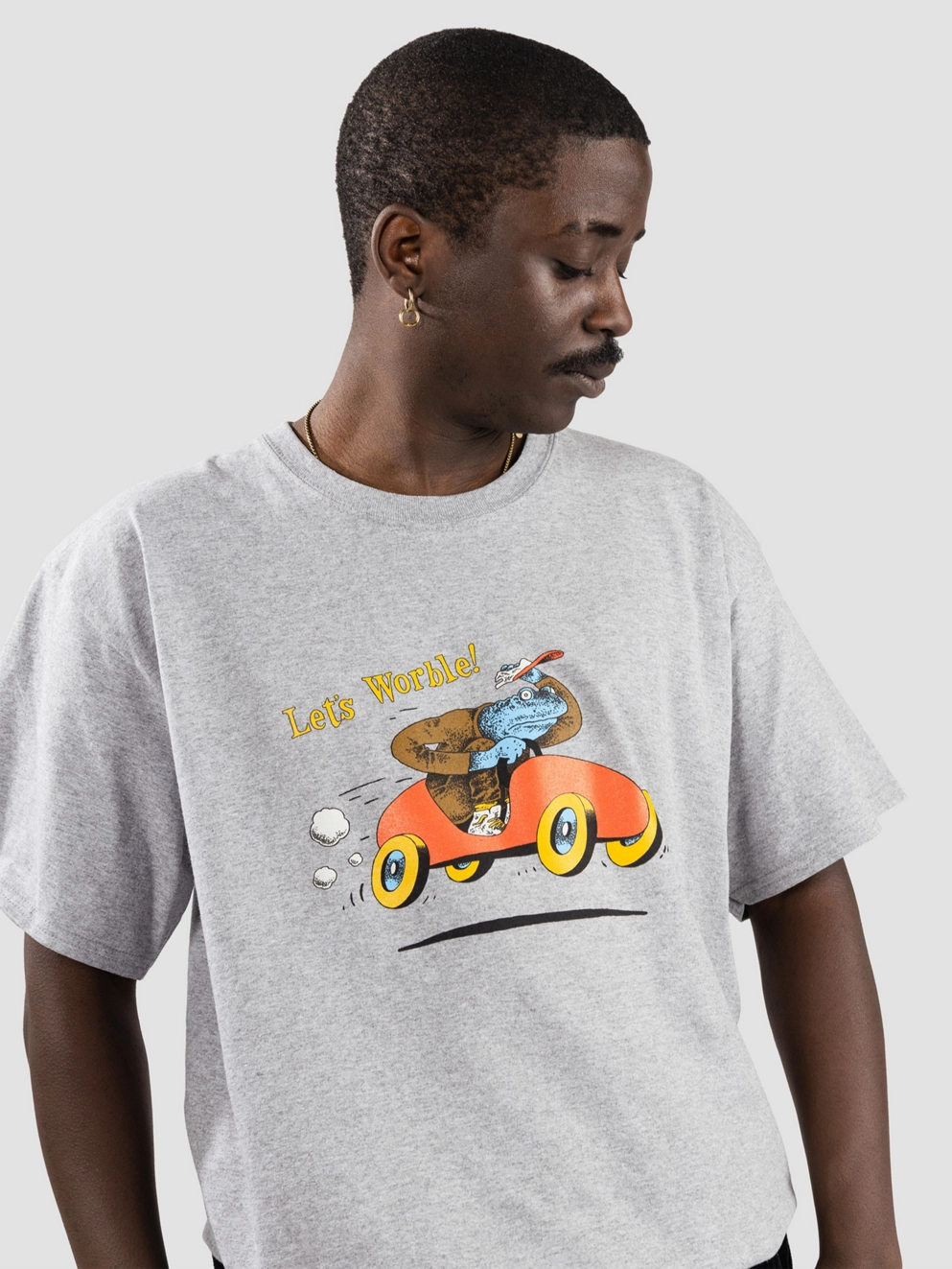Worble Sports car T-shirt TShirt SS heaher grey