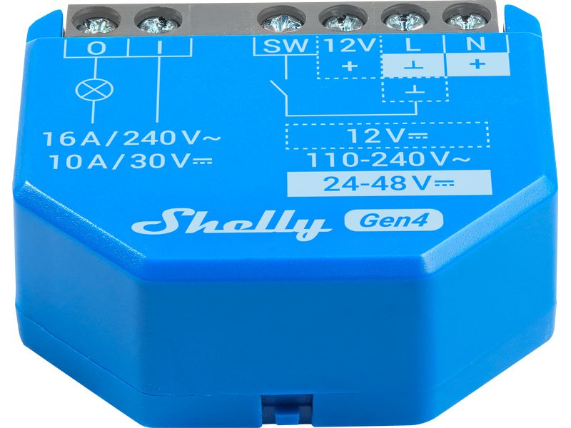 Shelly WLAN-Schaltaktor Plus 1 Gen4 WiFi-Switch Blau, 16 A Wi-Fi-gesteuerter, intelligenter Schalter
