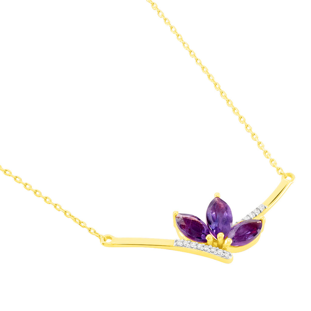 Collier Augustina Or Jaune Amethyste Oxyde De Zirconium