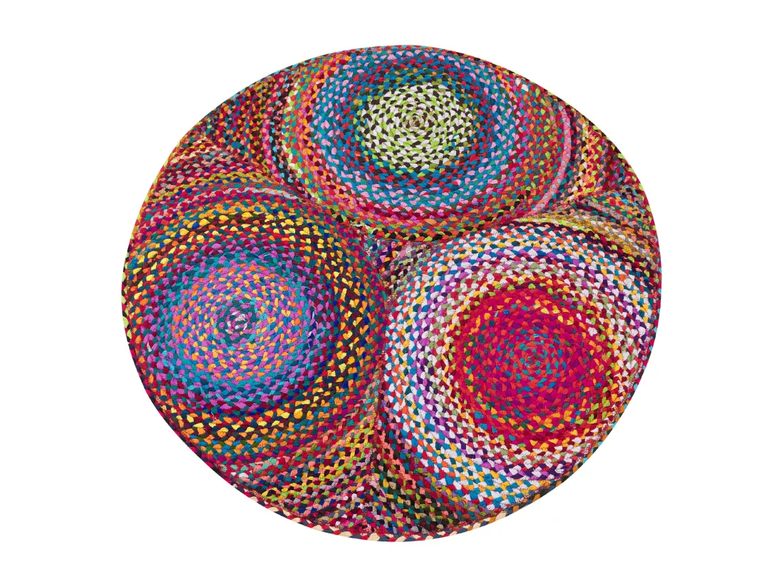 Tapis rond en coton multicolore LADIK