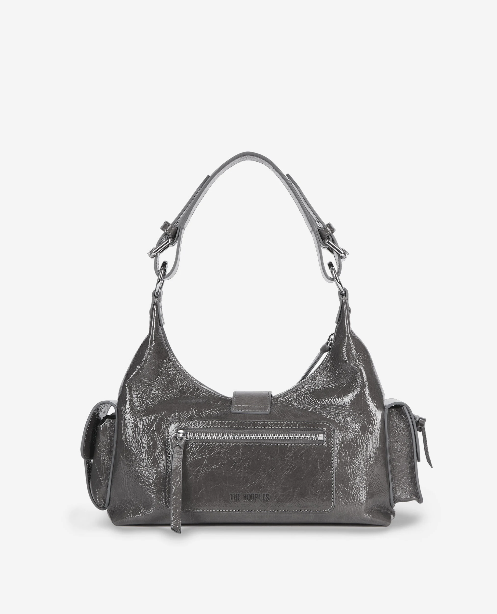 Sac Amelia en cuir craquelé gris