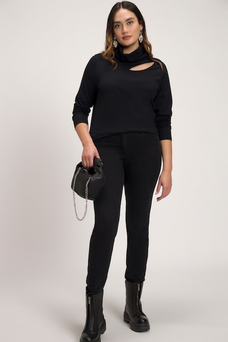 Shirt, Cut-Out, Classic, Stehkragen, Langarm