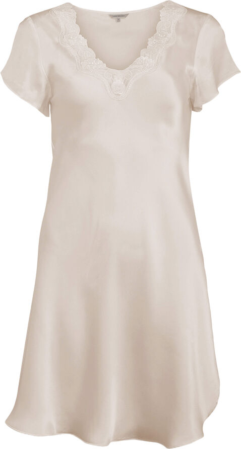 Lady Avenue Pure Silk - Nightgown w. lace, short sleeve Bailey