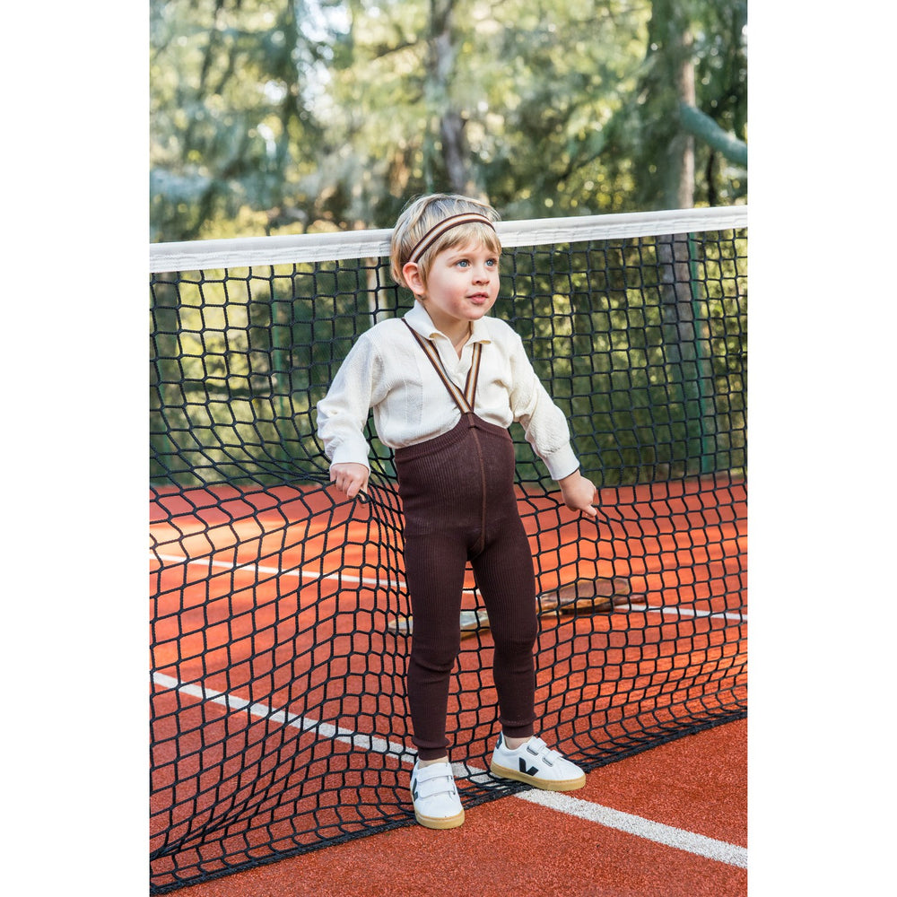 Køb Silly Silas Chocolate Brown Striped Footless Strømpebukser