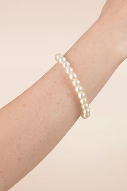 Topvintage Boutique Collection Elegante parelarmband in ivoor