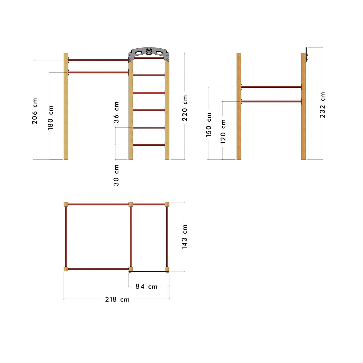 WICKEY FIT Base 615 – outdoor fitnesstoestel – rood