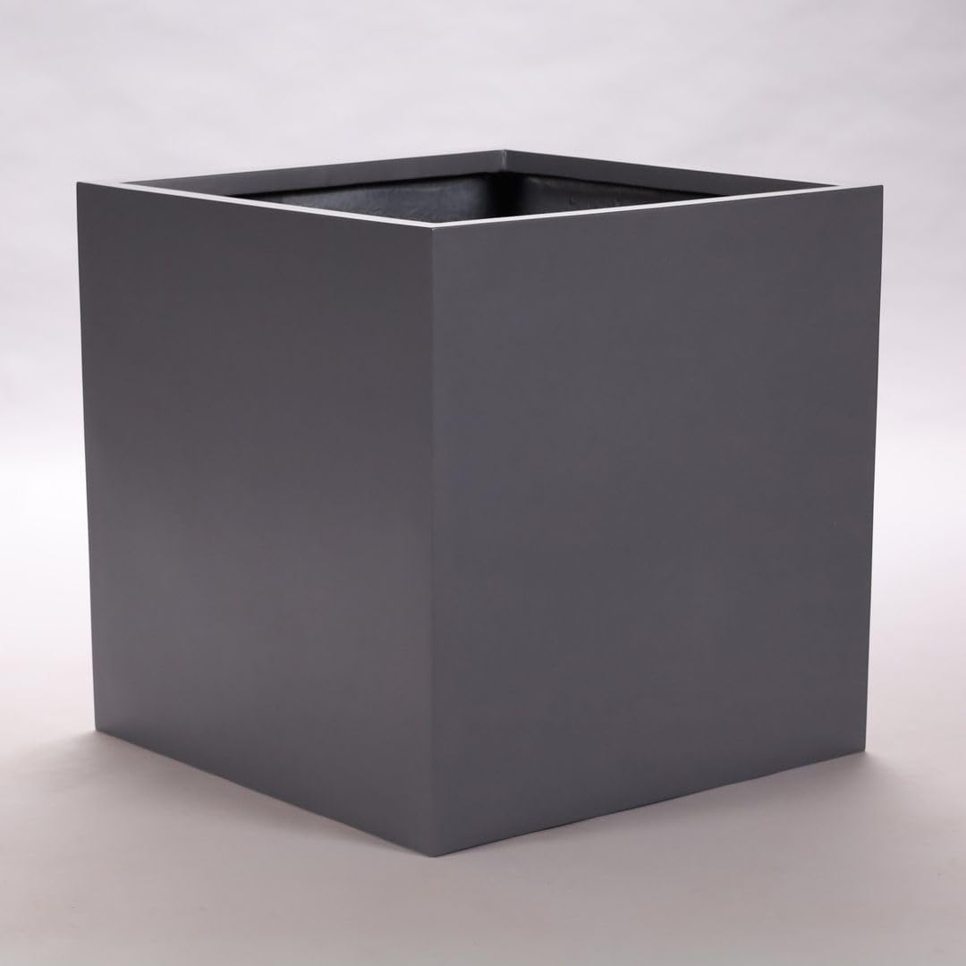 Elegant Einrichten Blumenkübel Fiberglas anthrazit metallic quadratisch 60x60x60cm