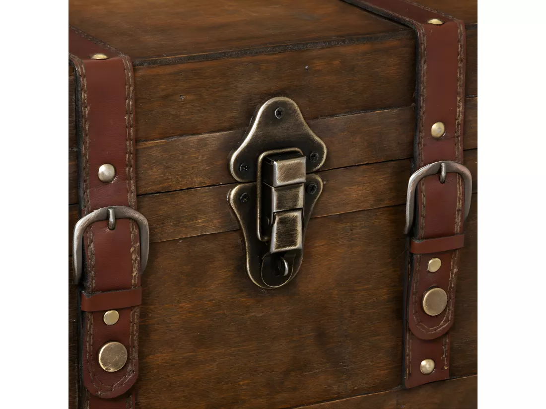 Coffre mini Bar rétro en bois 6 cases à bouteilles H 58.5 cm