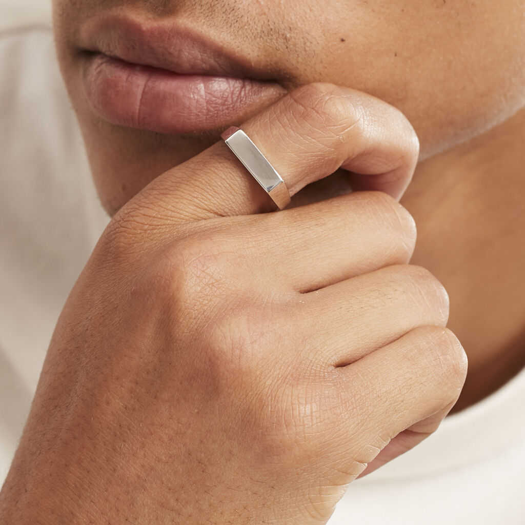 Chevalière Melvin Argent Blanc