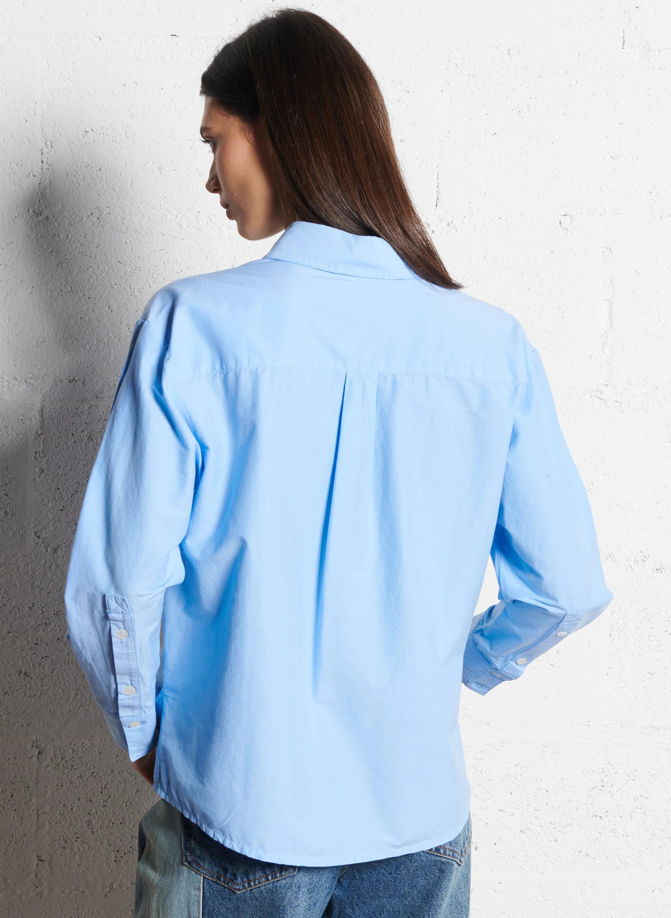 DEMIE - Chemise droite col classique en coton | Bleu