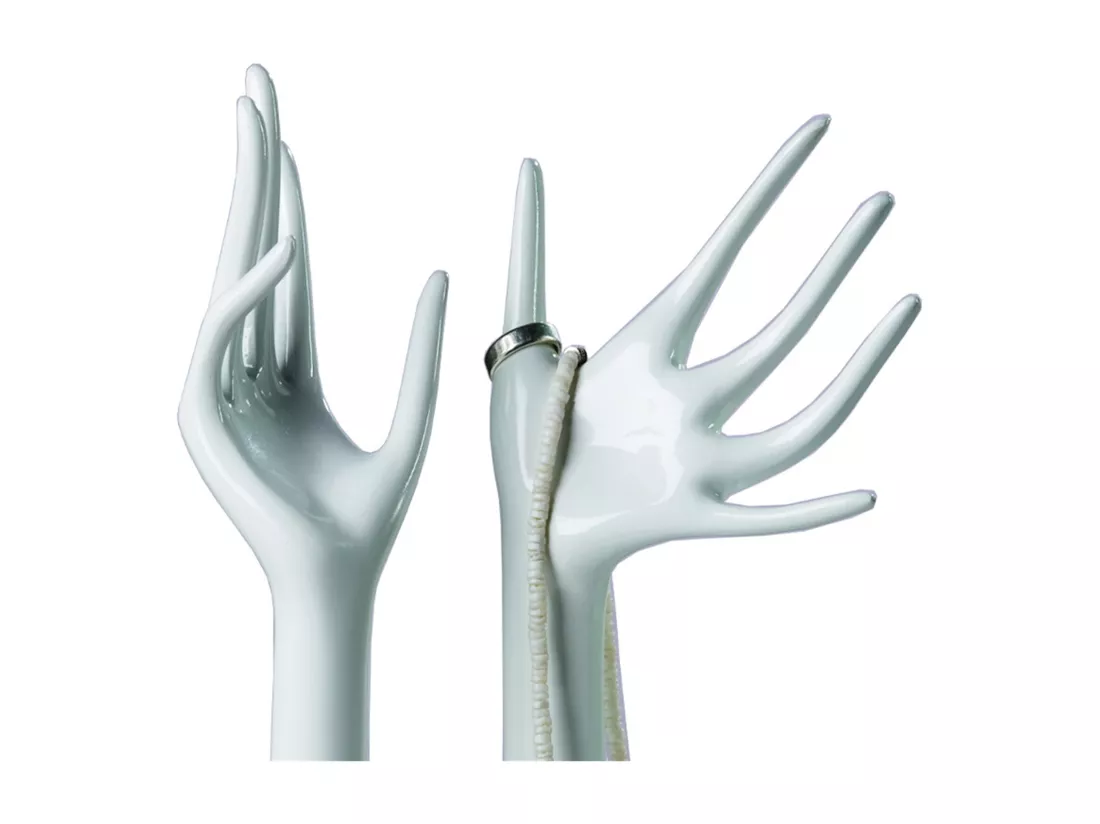 PORTE-BIJOUX Graciosa ensemble de 2 Forme à la main Blanc