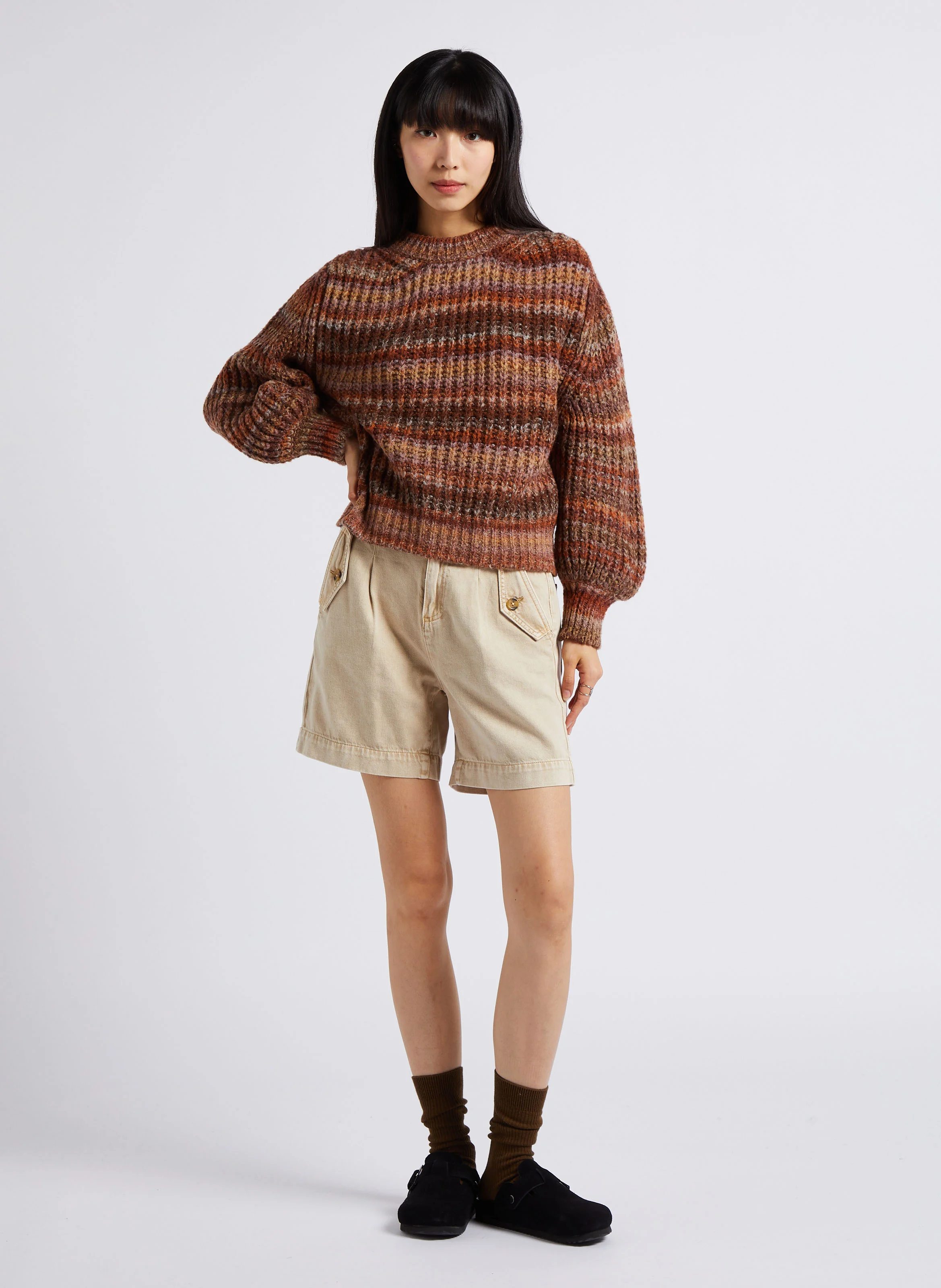 DINA - Pull col rond| Marron