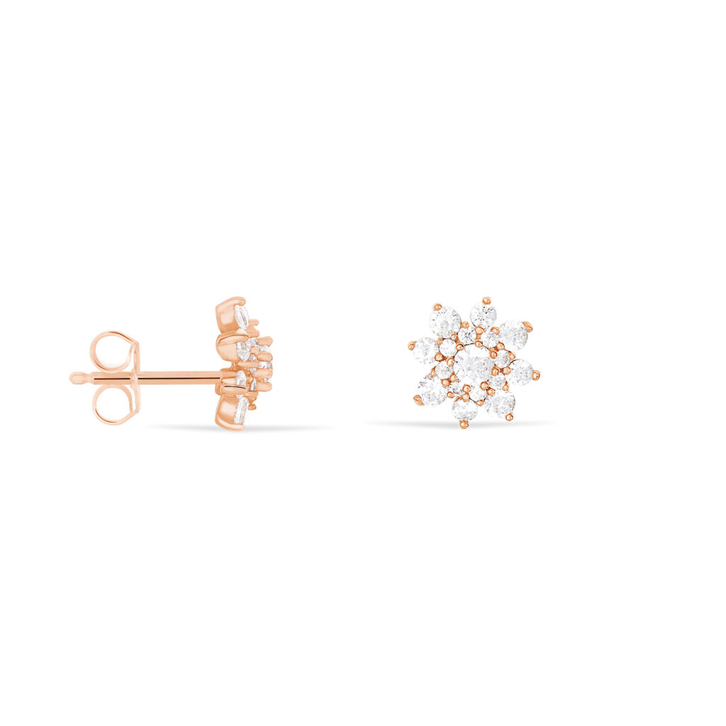 Boucles D'oreilles Puces Lorraine Argent Rose Oxyde De Zirconium