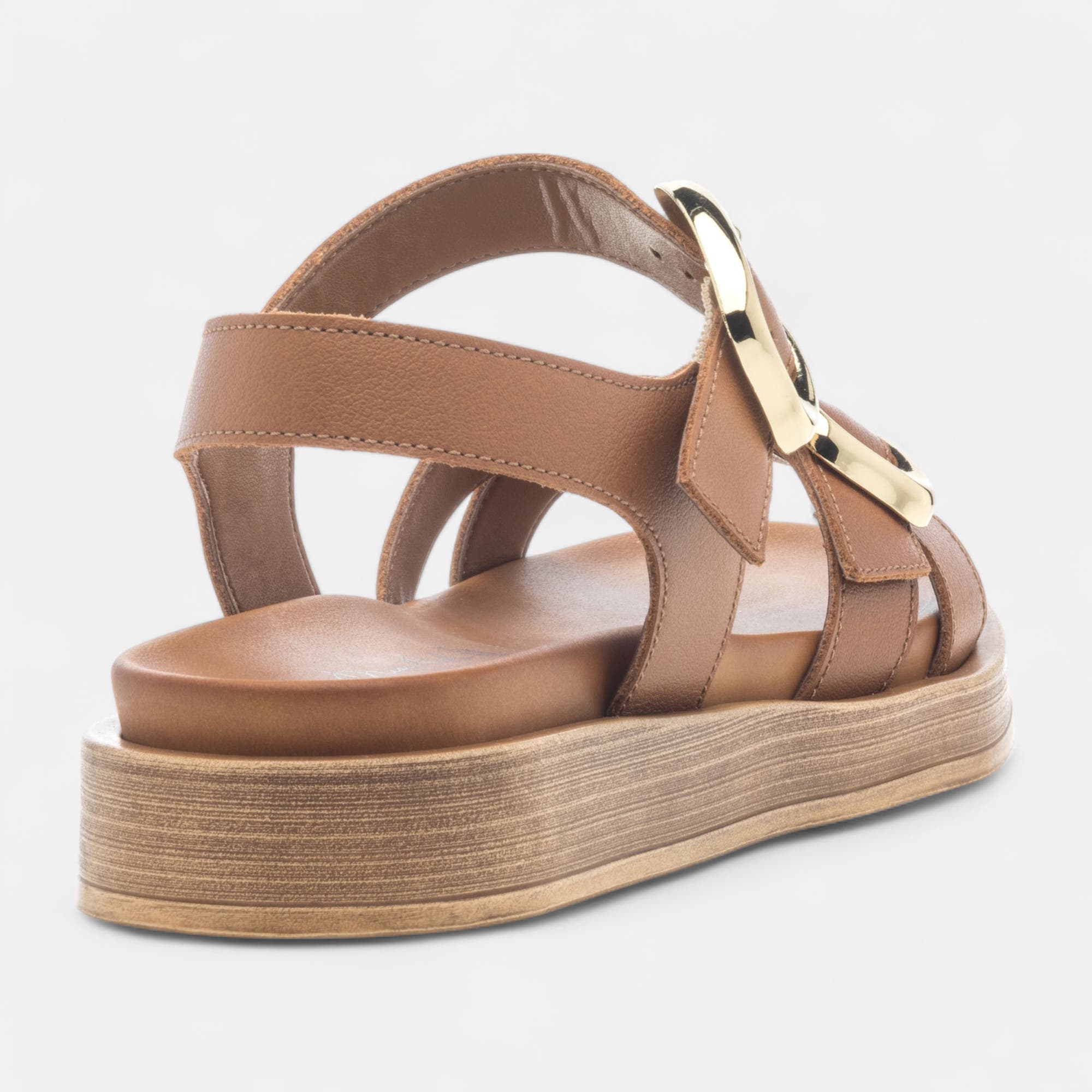 Nu-pieds Femme en cuir cognac