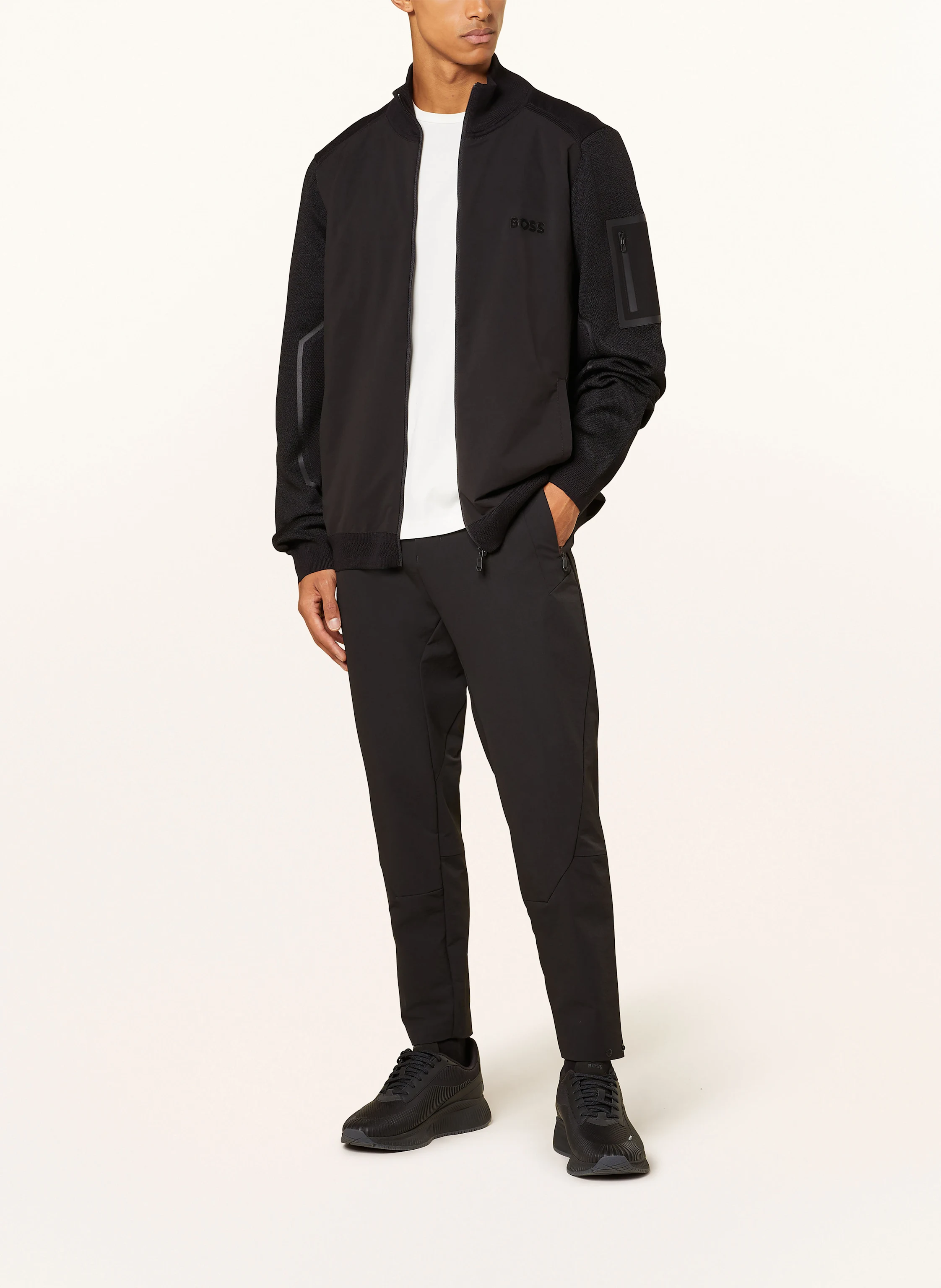 BOSS Strickjacke ZHINO im Materialmix