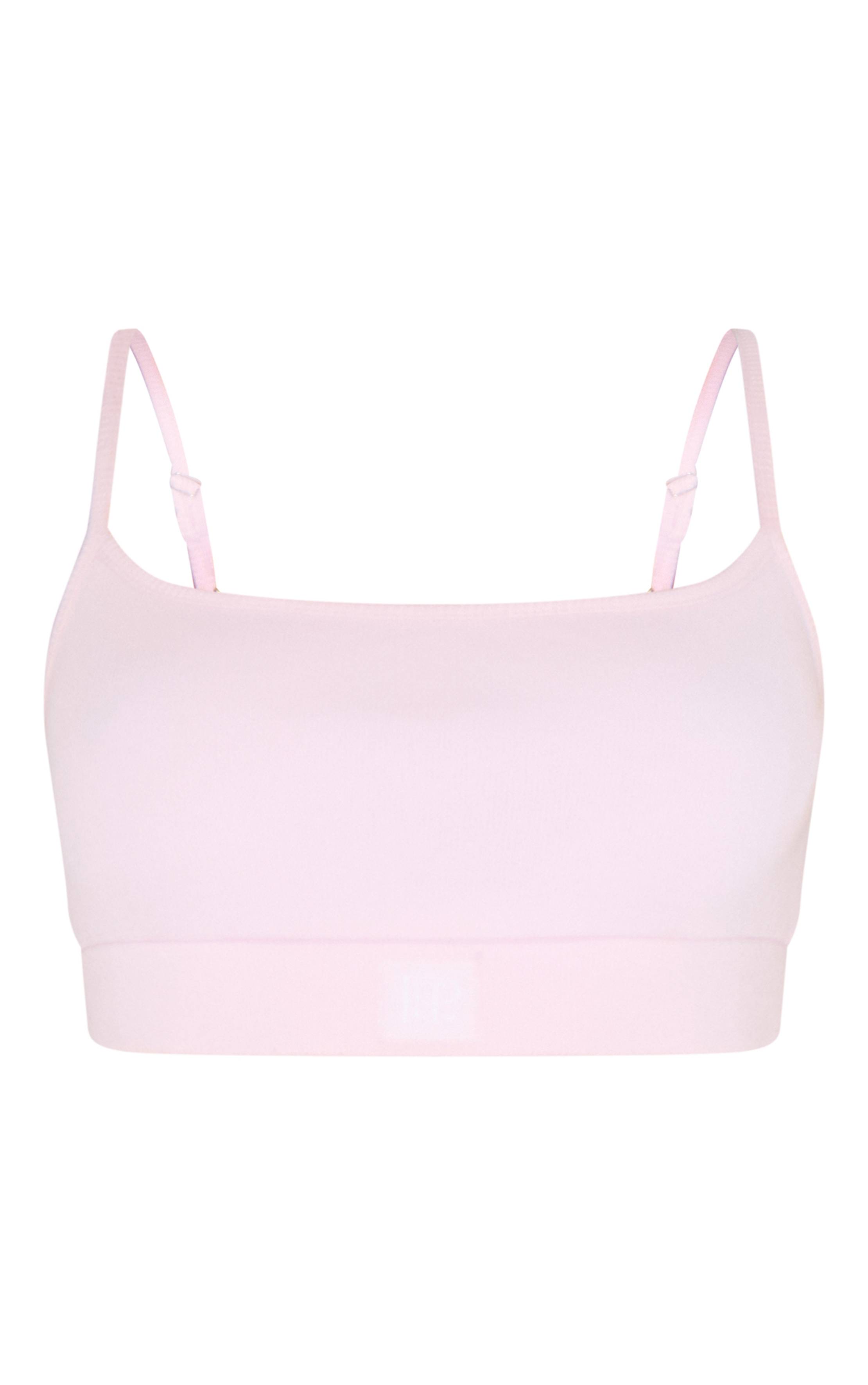 Rose Prettylittlething Brassière Côtelée De Nuit Avec Élastique Tonal