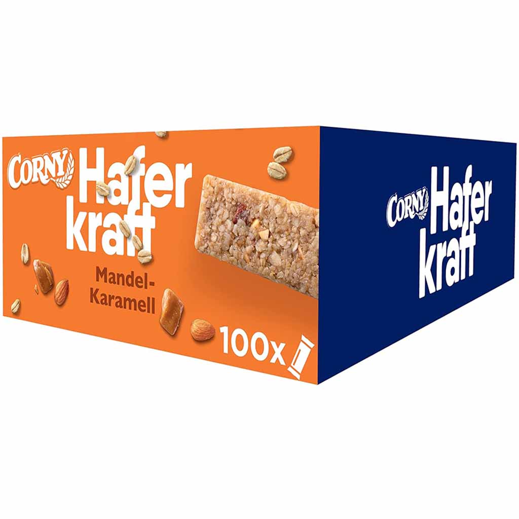 Corny Haferkraft Mandel Karamell Riegel 100x35g=3,5kg MHD:12.9.25
