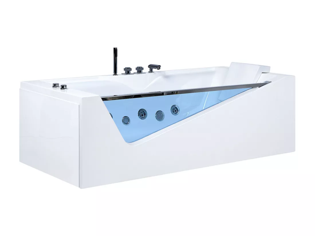 Baignoire balnéo blanche 180 x 90 cm avec LED MARQUIS