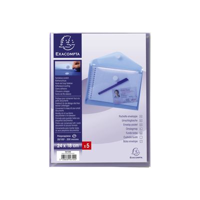 Exacompta - 5 Pochettes enveloppes à scratch - A5 - pour 90 feuilles - couleurs assorties