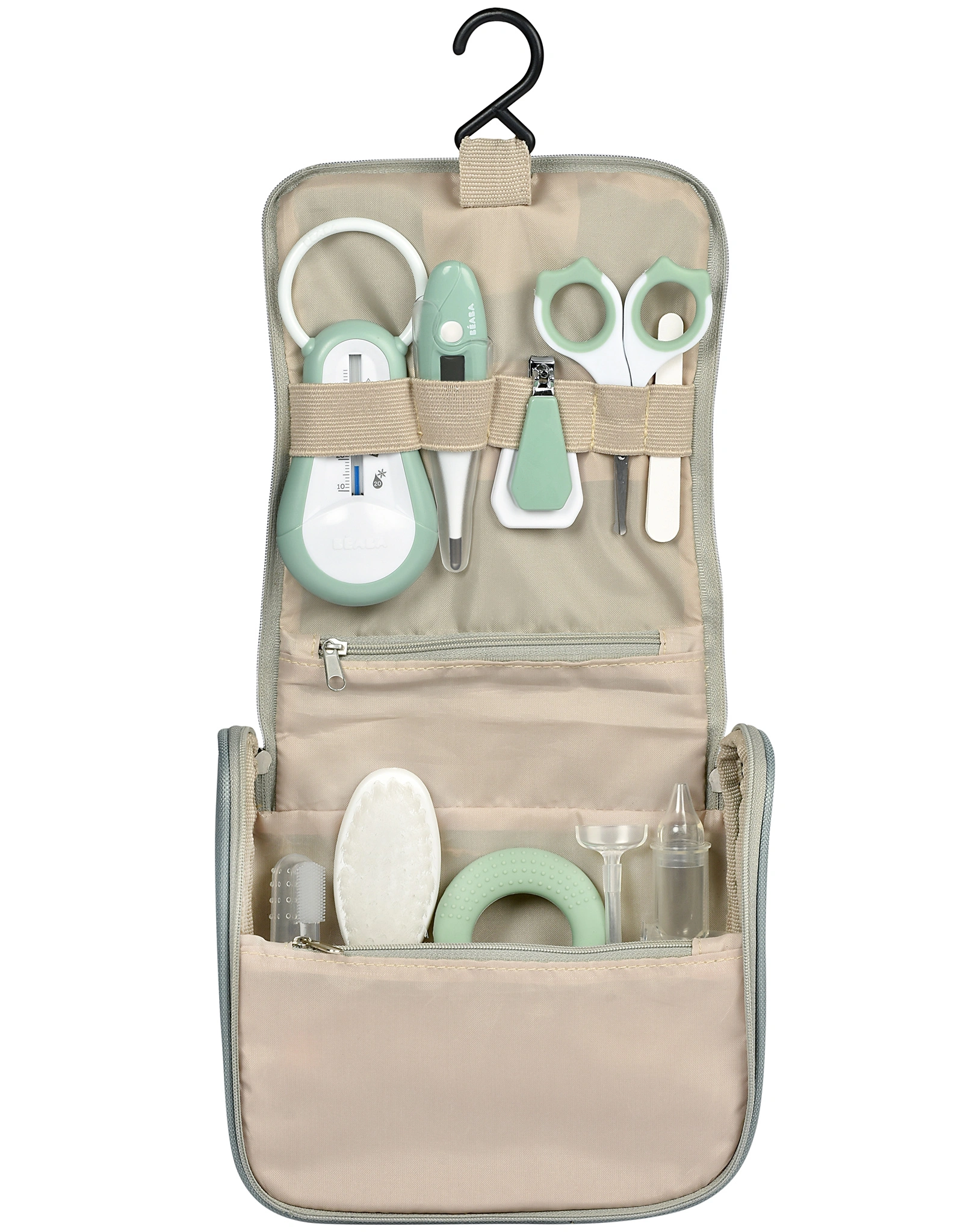 Kulturbeutel BABY CARE zum Aufhängen 9-teilig in sage green