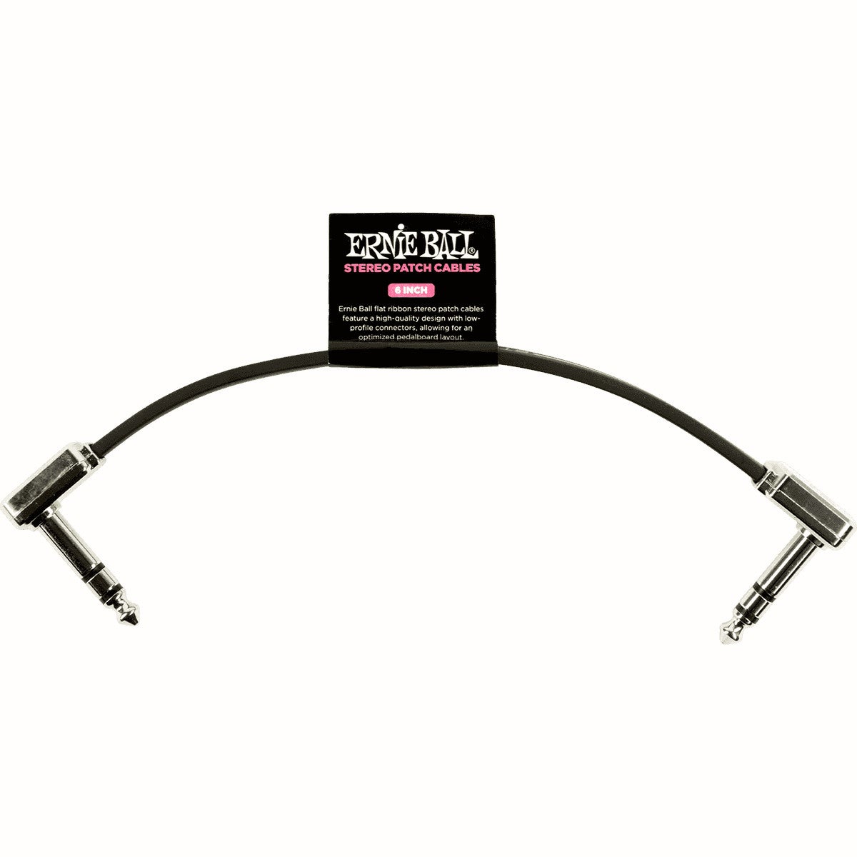Ernie Ball 6408 patchkabel stereo haaks zwart 15 cm