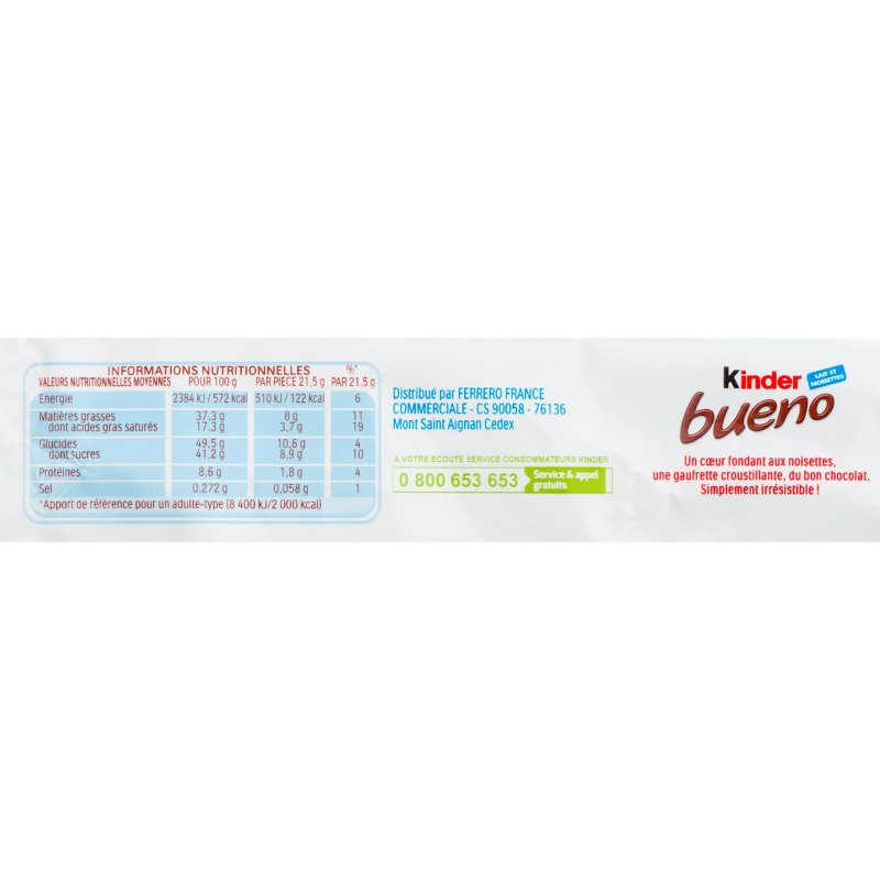 Barres chocolatées Kinder Bueno x 2 - Étui de 43 g