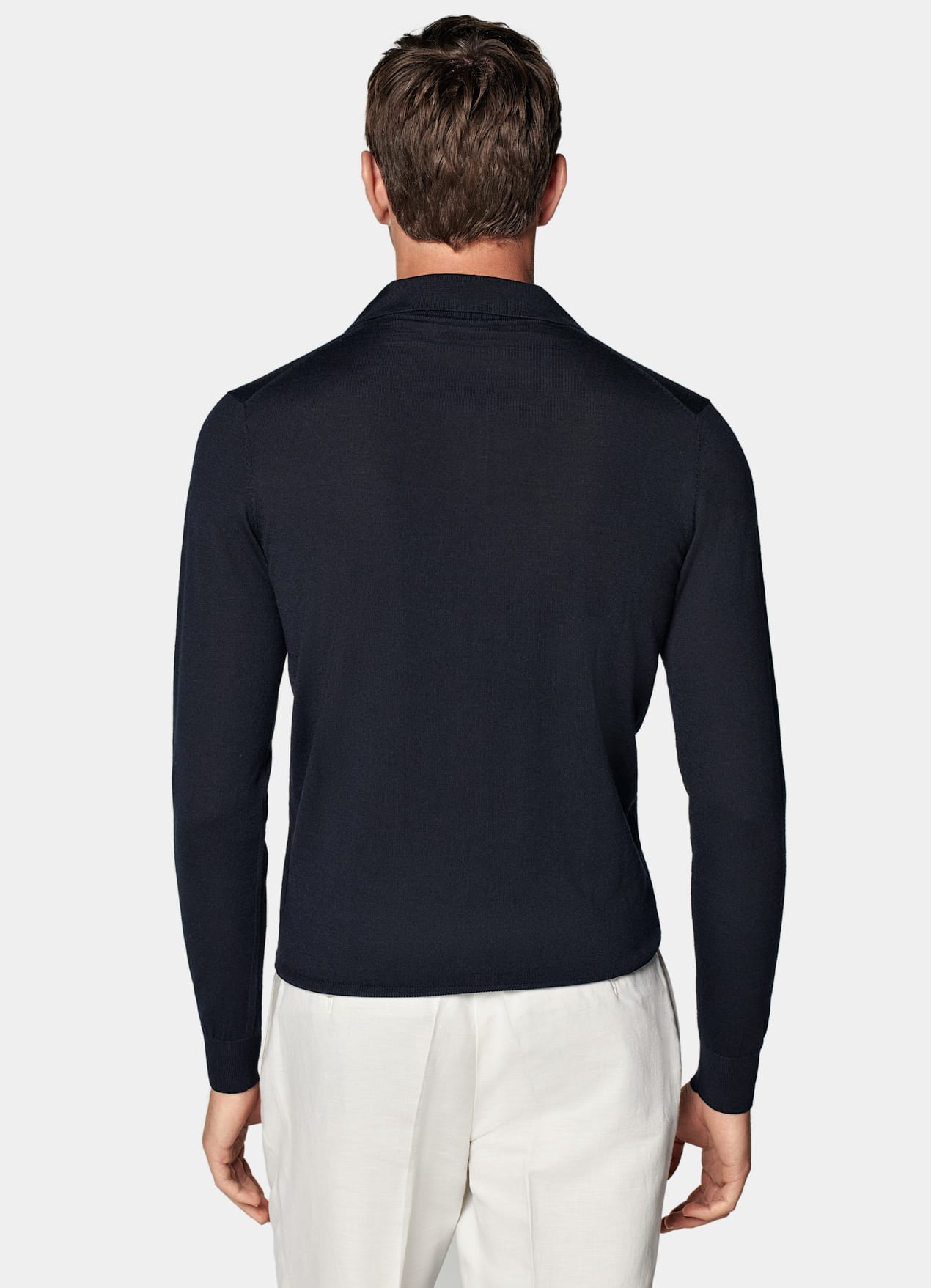 Polo manches longues Merino bleu marine