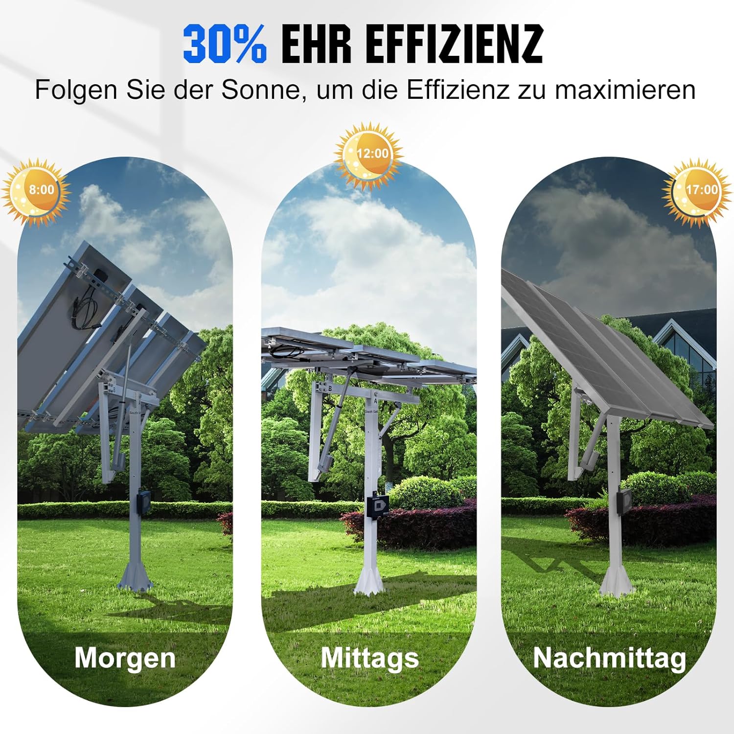 ECO-WORTHY Solarpanel Halterung Einachsiges Tracking System (30% mehr Leistung) mit Tracker Controller, Hoche Stabilität, Geeignet für unterschiedliche Verschiedene Solarmodelle, Hof, Feld, Garten