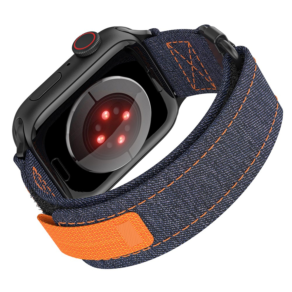 Apple Watch (42/41/40/38 mm) Nylon Armband mit Klettverschluss (Gelenkumfang: 130 - 220 mm) - Blau / Orange