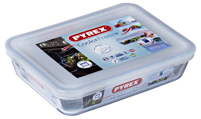 Pyrex Fad rektangulært m/låg Clear