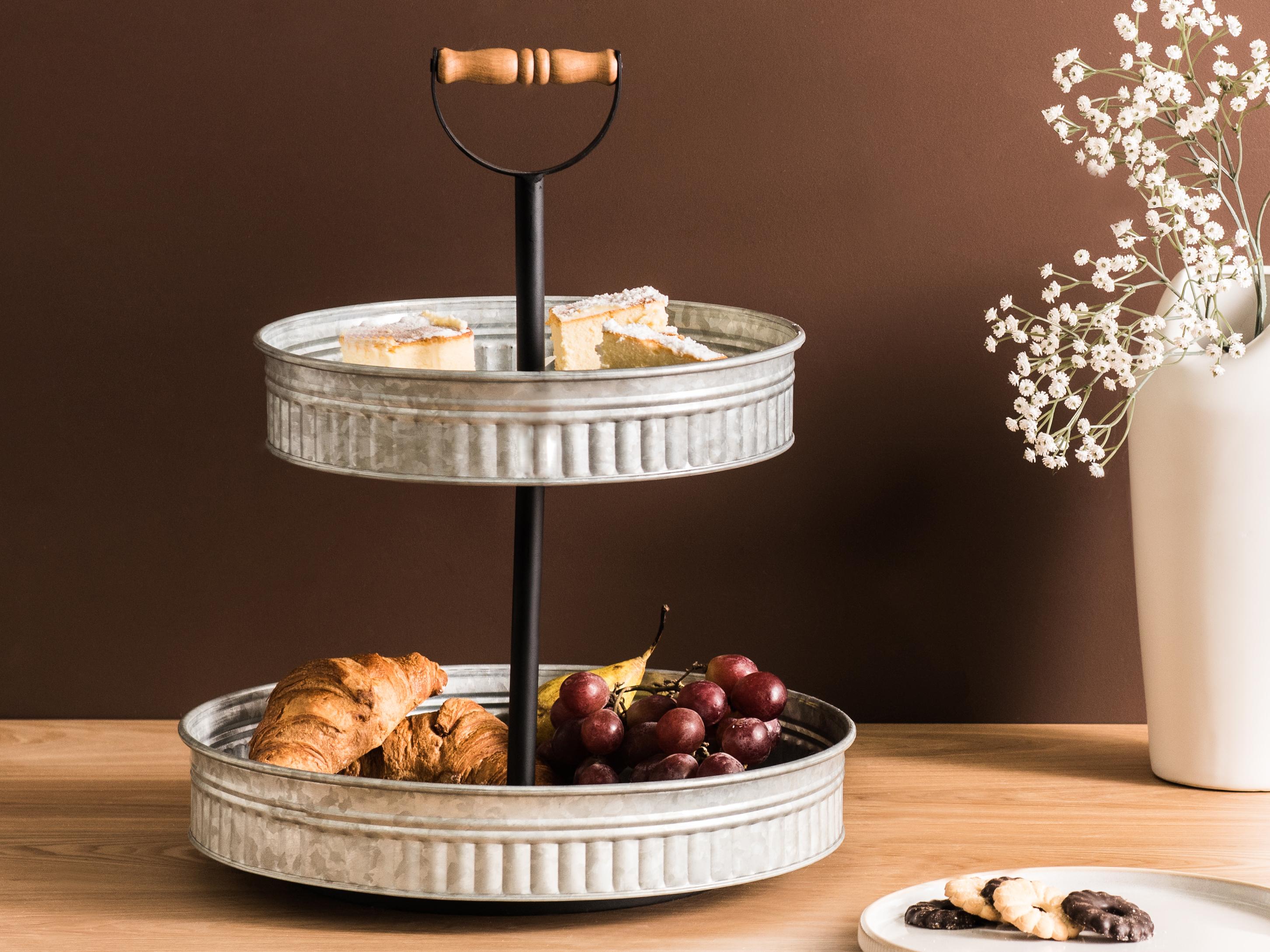 Taartstandaard met 2 etages KOUIGN Zilver