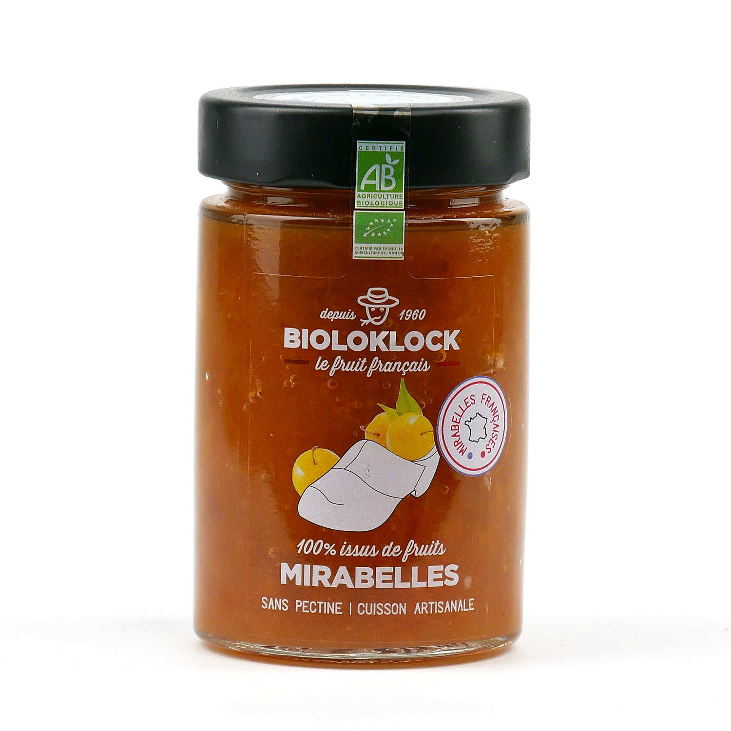 Confiture bio allégée aux mirabelles - 100% issus de fruits