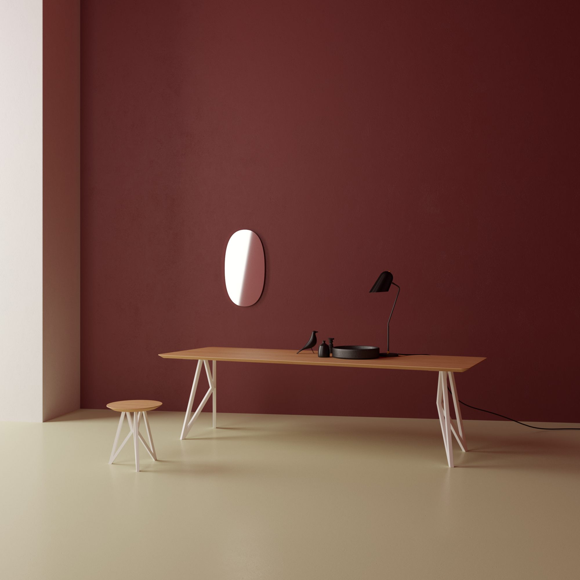 Kruk Butterfly zwart onderstel, light 3041 eiken naturel