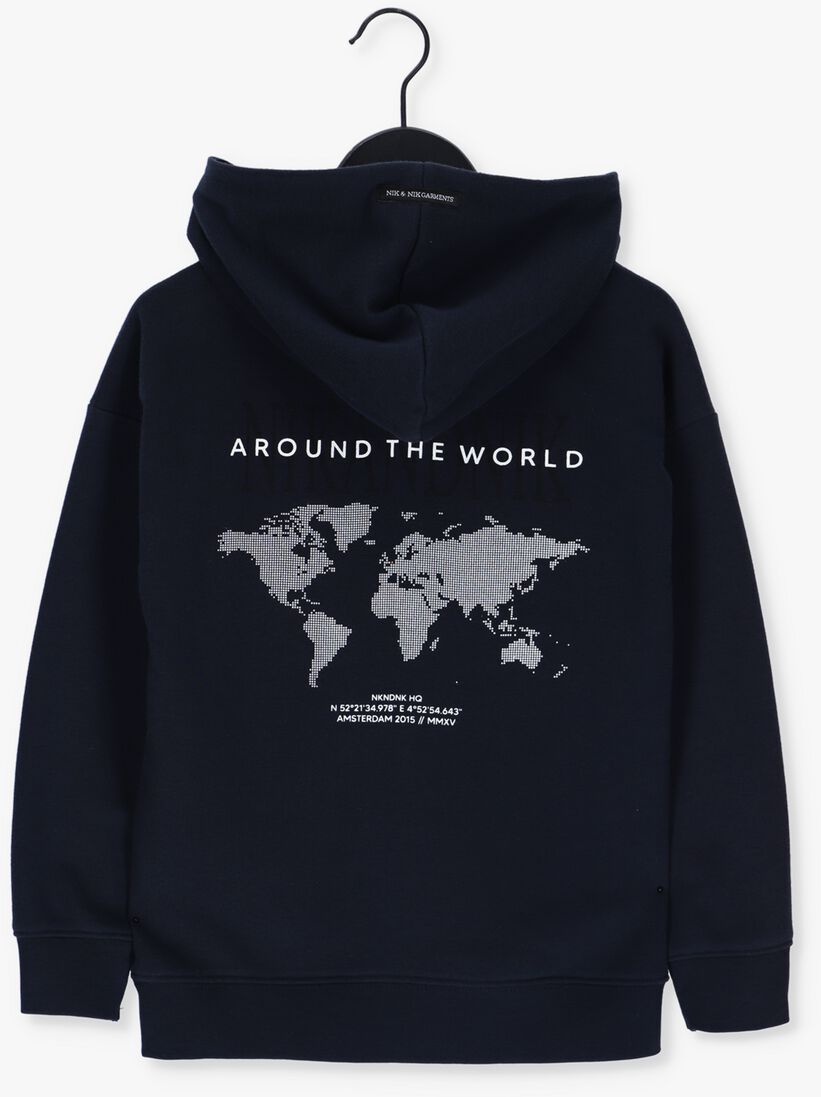 NIK & NIK donkerblauwe nik & nik sweater the world hoodie