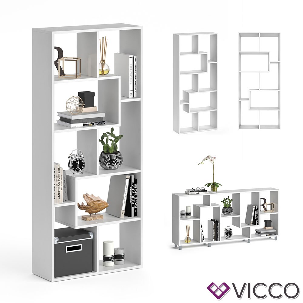 Vicco Raumteiler Noa Bücherregal Standregal Aktenregal Hochregal Regal Weiß