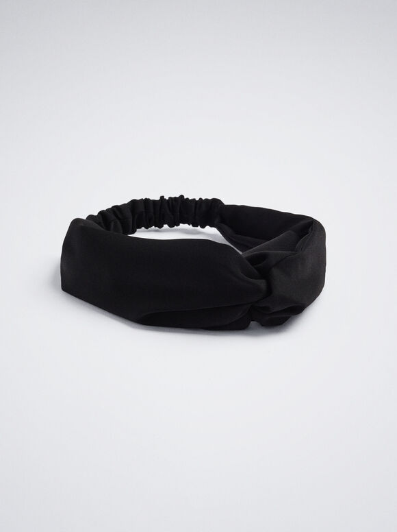 Faixa de cabeça tipo turbante com nó - Preta