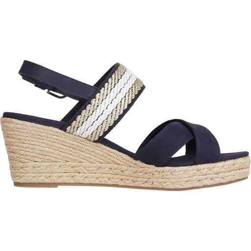 Tommy Hilfiger Webbing Strap Mid Wedge Sandaler, Space Blue, 38