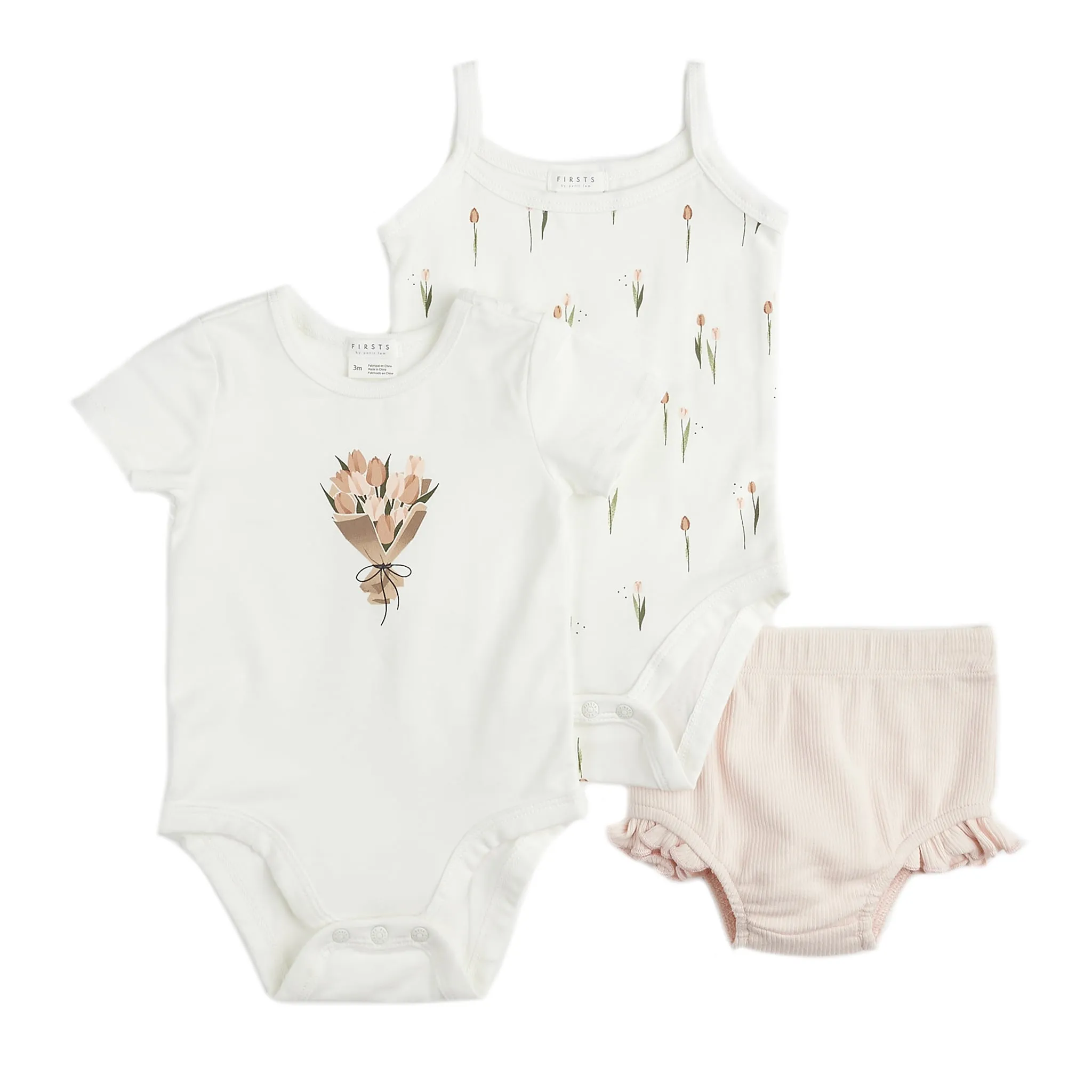 Firsts par Petit Lem Ensemble Short 3 Pièces Tulipe 3-24mois