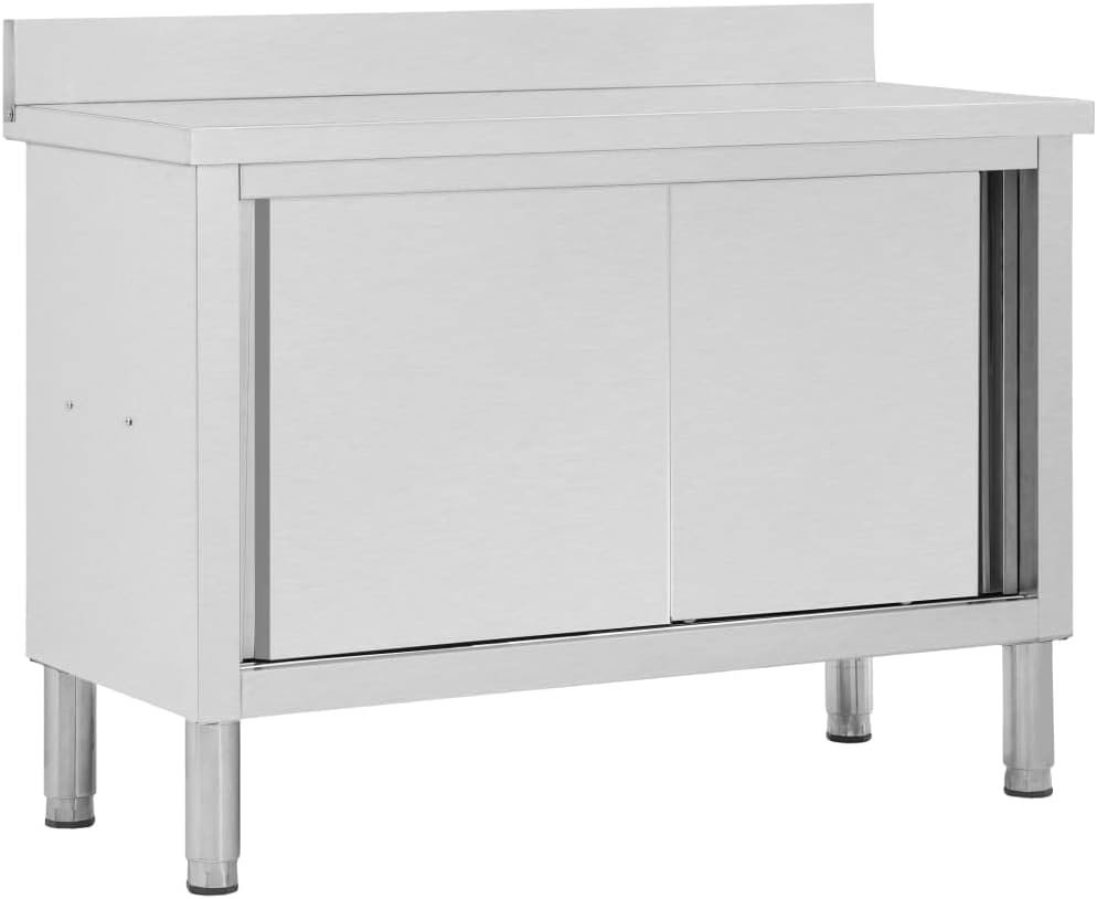 Arbeitsschrank mit Schiebetüren 120x50x(95 97) cm Edelstahl