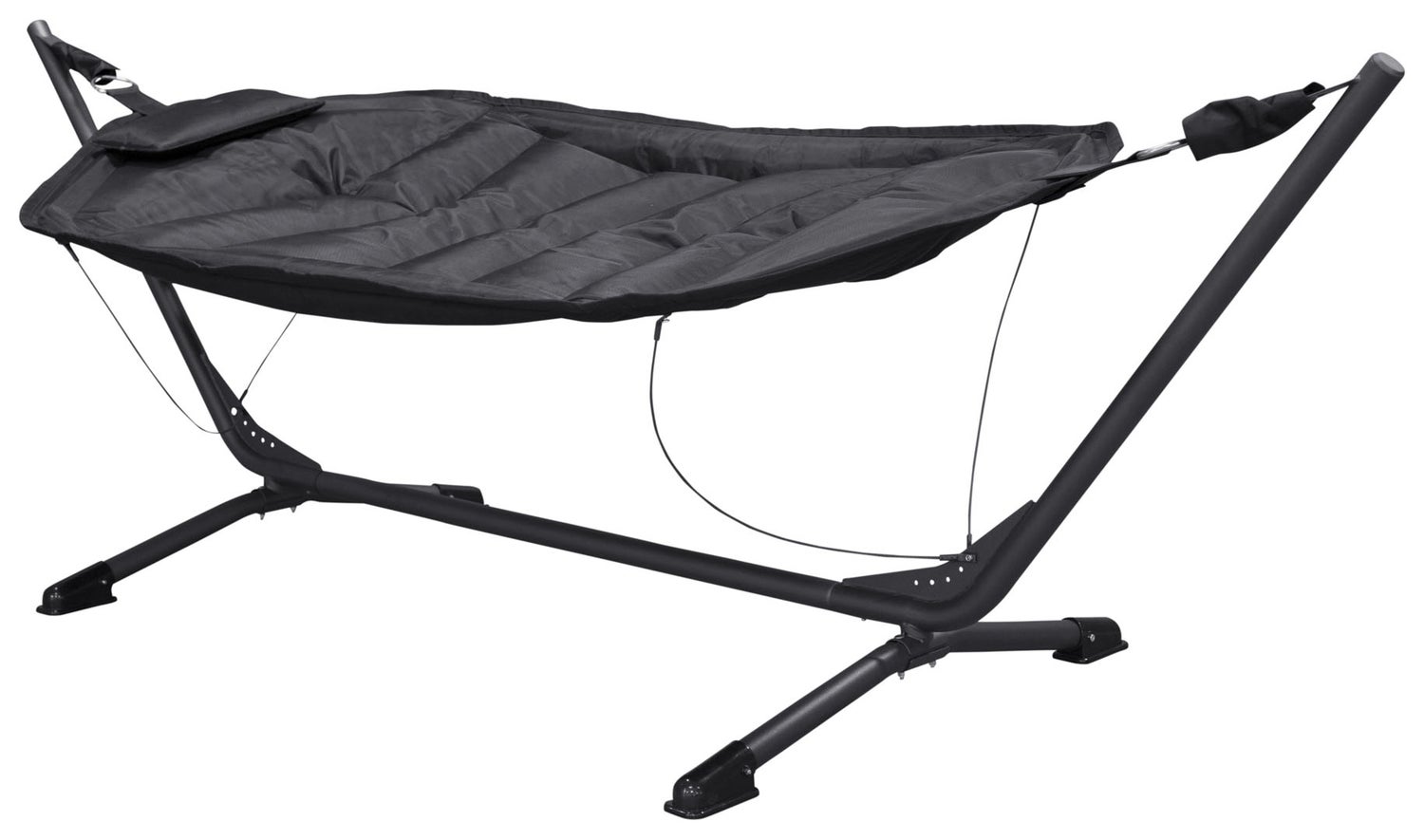 Nino hangmat op standaard, zwart. 104 x 299 x 101 cm