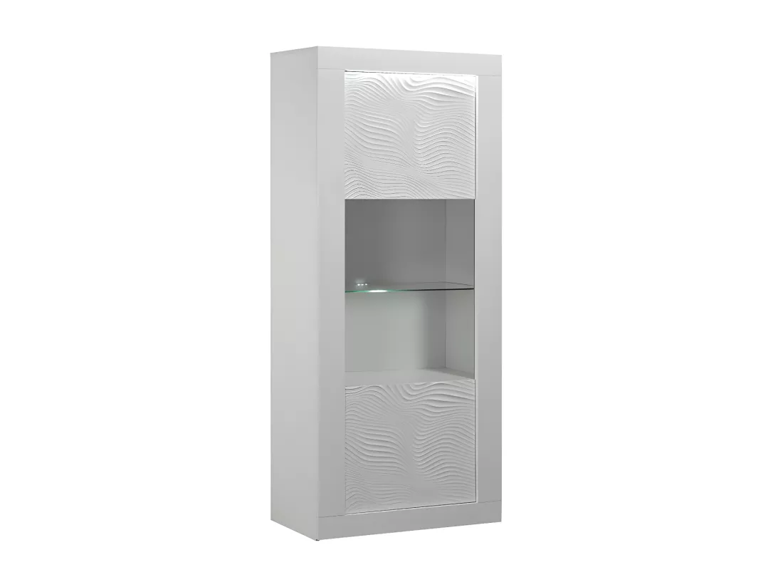 Vitrine 1 porte Laqué Blanc à LEDs - MARKS