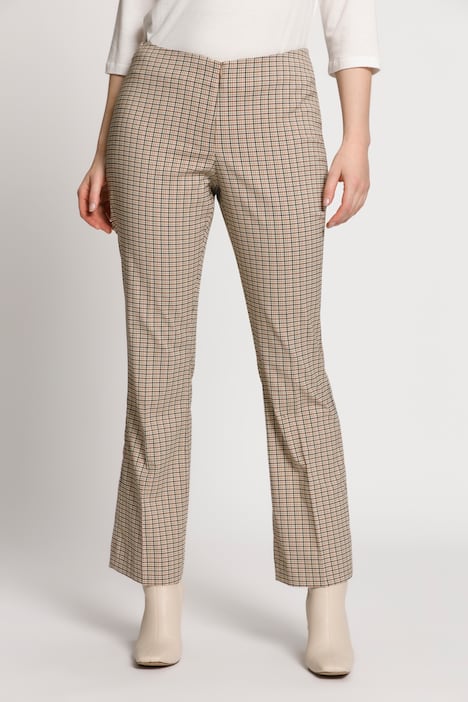 Bootcut-Hose, Karo, Bügelfalten, Komfortbund