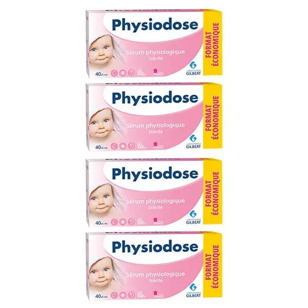 Gilbert Laboratories Physiodose Soro Fisiológico Estéril, Pacote com 4 x 40 unidades